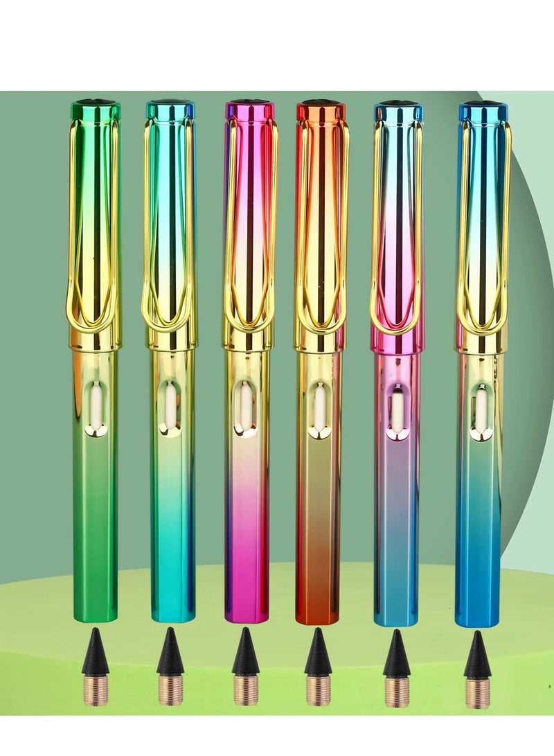 SYOSI 6pcs Inkless Pencils Eternal, Everlasting Pencil with 6 Replaceable Head, Infinite Pencil, Tree-Friendly Cute Forever Pencil for Kids Writing, Sketch, Drawing 6 Pencils + 6 Erasers - Image 1