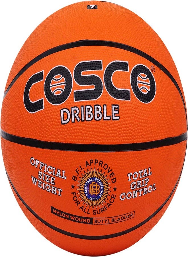 Cosco Dribble Rubber Moulded Basketball Orange Size_5 - Image 1