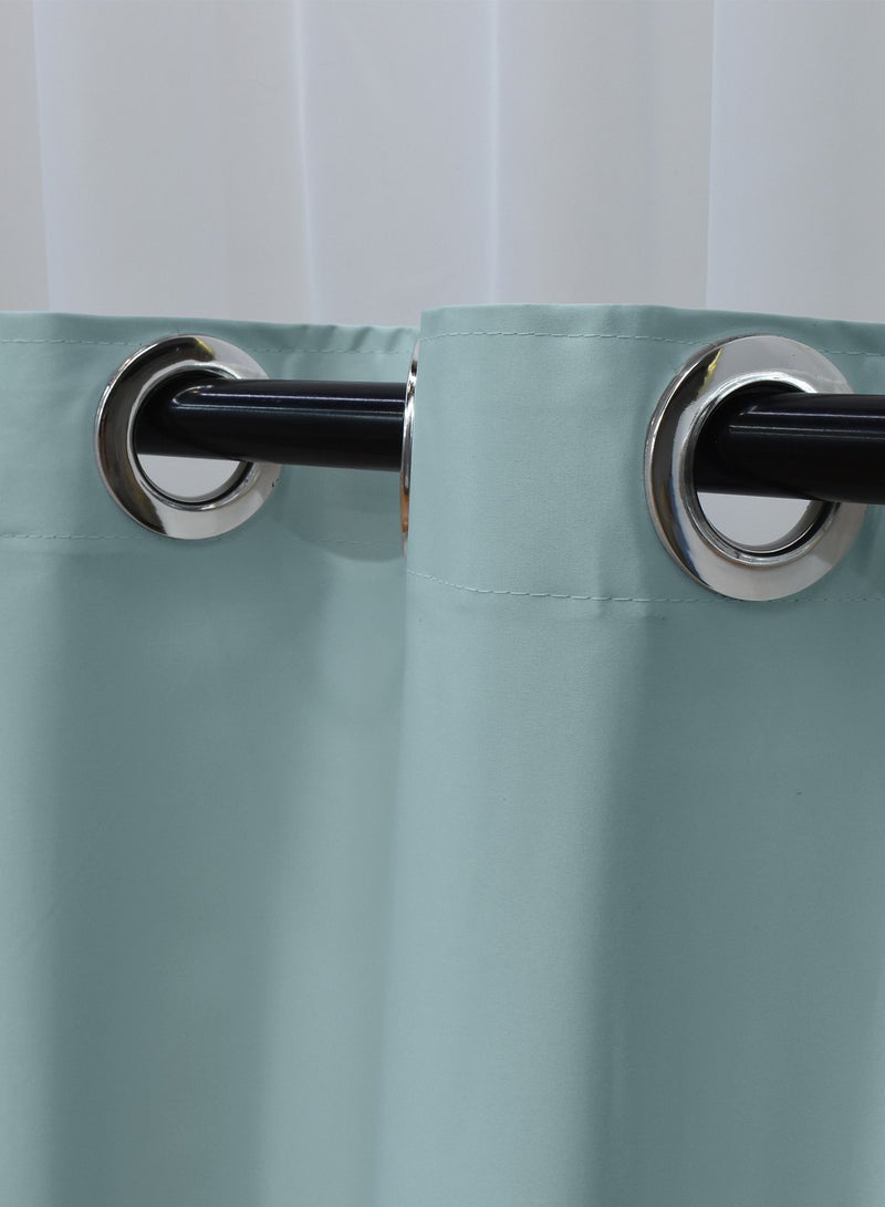 Black kee 2 piece 100% Blackout Satin Curtains with Grommets for Living Room, Bedroom Kids Bedroom Study Exhibition Hall with Silicon Finish Sound and Heat Insulation  - Image 5