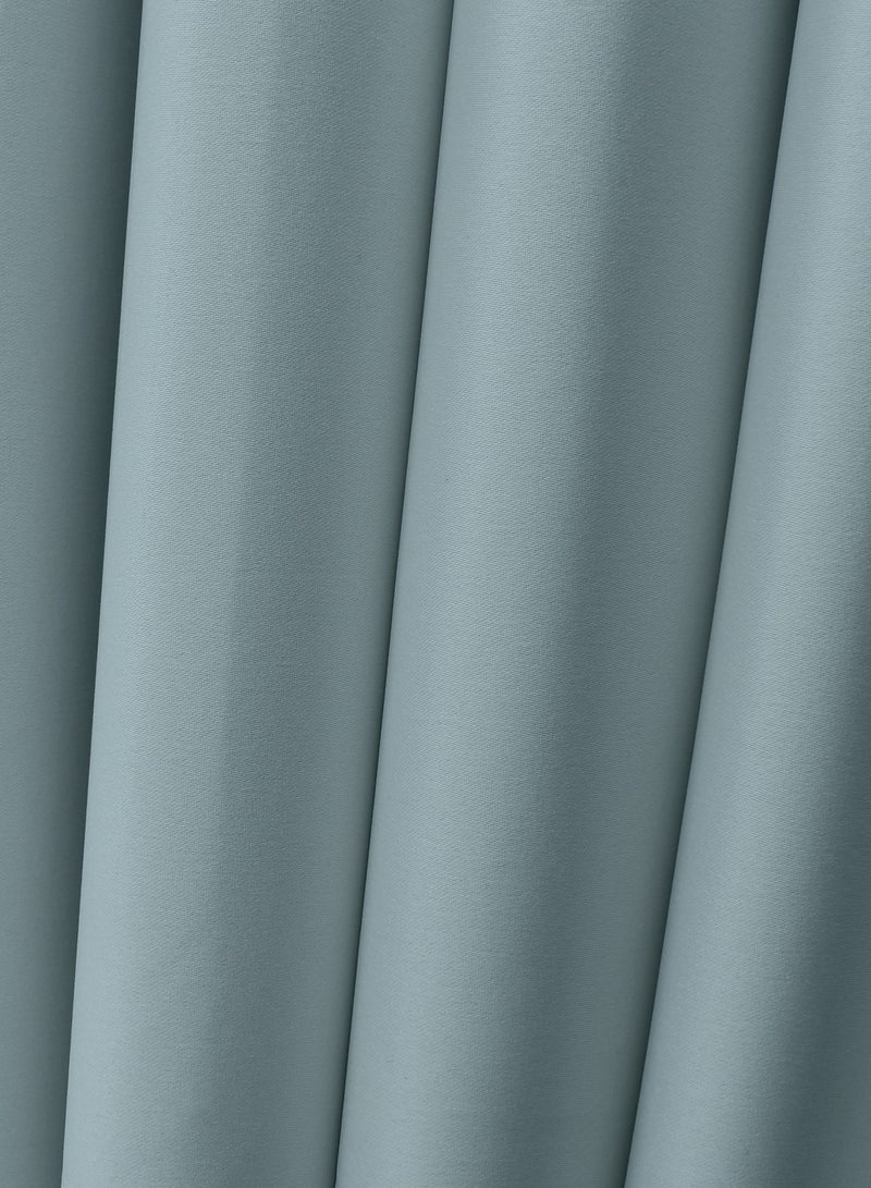 Black kee 2 piece 100% Blackout Satin Curtains with Grommets for Living Room, Bedroom Kids Bedroom Study Exhibition Hall with Silicon Finish Sound and Heat Insulation  - Image 2