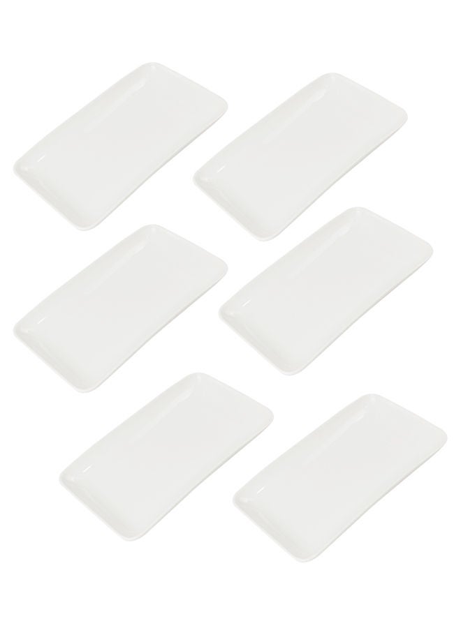 ريم طقم أطباق تقديم مستطيلة بورسلان 6 قطع – أبيض، 9 بوصة - Image 1