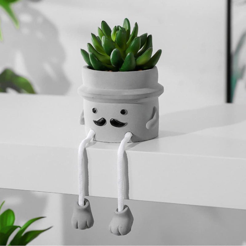 Zerzsy 3pcs Creative Artificial Succulents with Gray Flower Pots  Mini Potted Succulents for Home Office Desk Decor and Gift Choice - Image 3
