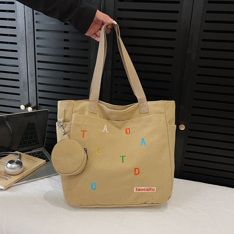 Women's Canvas Tote Bag with Embroidery - Image 1