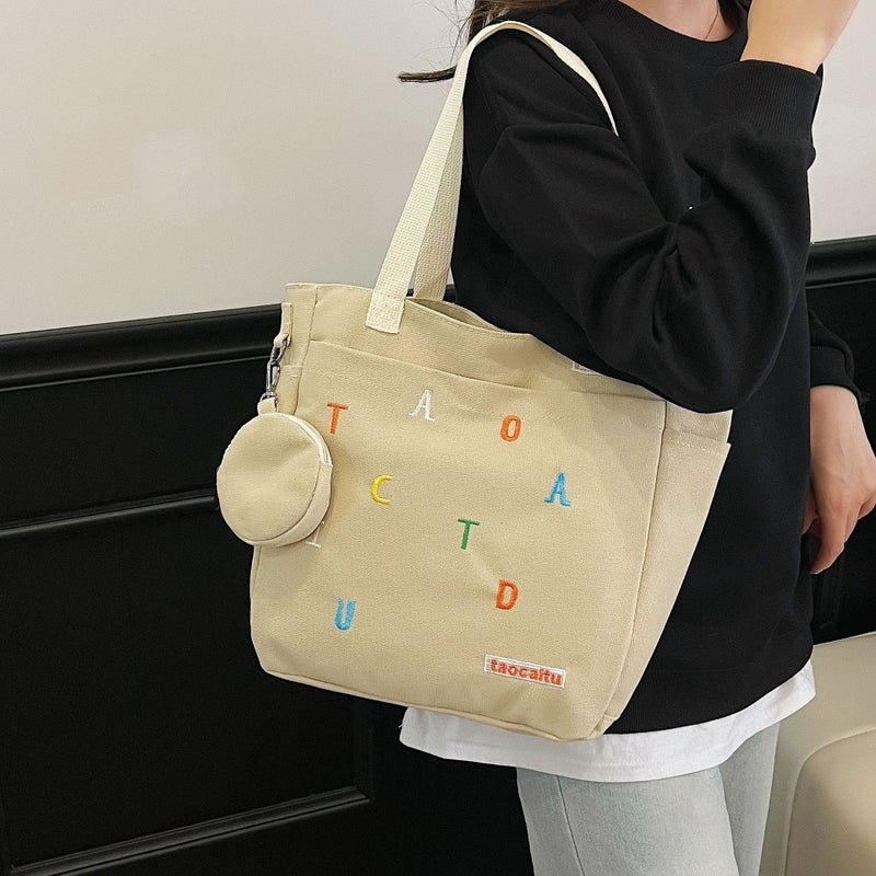 Women's Canvas Tote Bag with Embroidery - Image 3