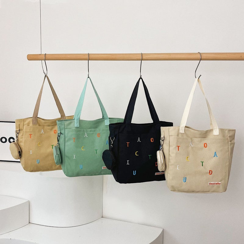 Women's Canvas Tote Bag with Embroidery - Image 2