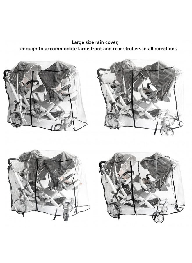 Ezkindheit Double Stroller Rain Cover,Rain Cover for Double Tandem Stroller,Big Size Universal Rain and Wind Cover  - Image 3