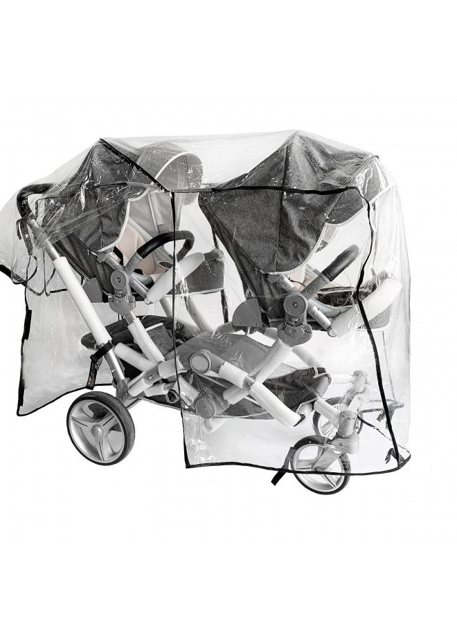 Ezkindheit Double Stroller Rain Cover,Rain Cover for Double Tandem Stroller,Big Size Universal Rain and Wind Cover  - Image 1