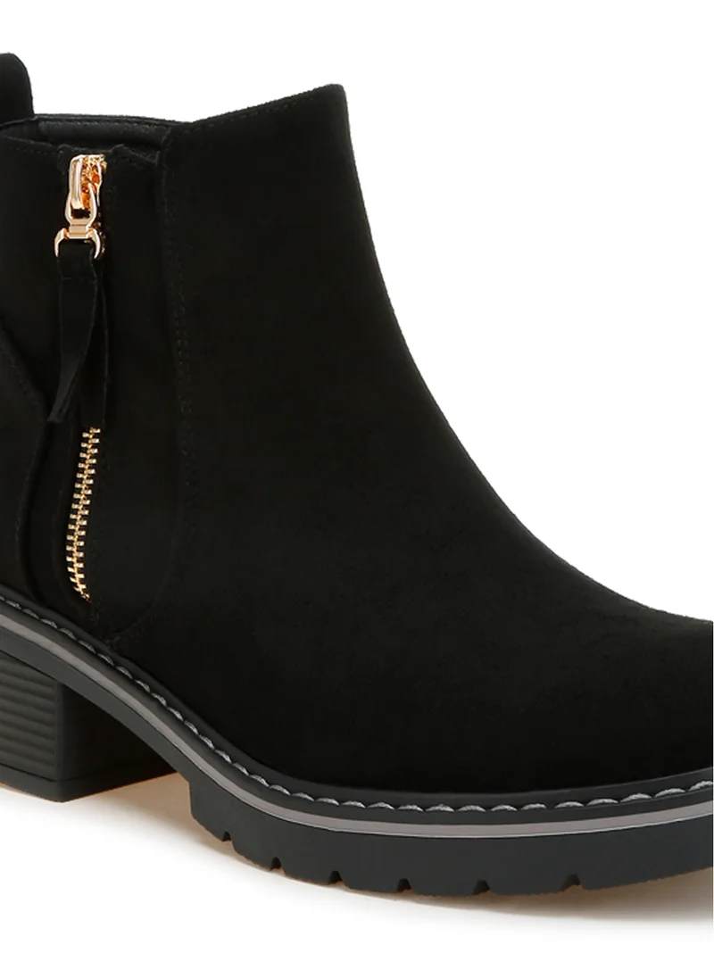 London Rag Microfiber Zipper Boots in Black