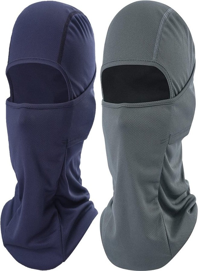 BISMAADH Balaclava Full Face Mask Winter Windproof Summer UV Protection Breathable Neck Gaiter Blue, Dark Grey - Image 2