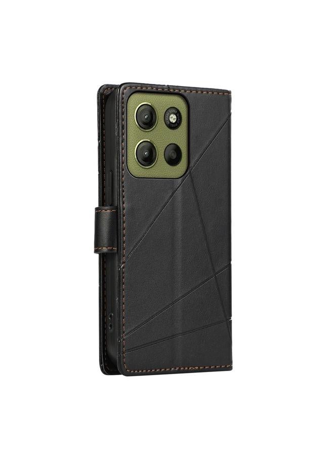 اس-توب جراب لهاتف Motorola Moto G15 مصنوع من جلد البولي يوريثان الأصلي ومزخرف بخطوط منقوش - Image 3