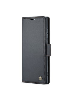 CaseMe Flip Wallet Case For Samsung Galaxy S23 Ultra, [RFID Blocking] PU Leather Wallet Flip Folio Case with Card Holder Kickstand Shockproof Phone Cover (Black)  - Image 1