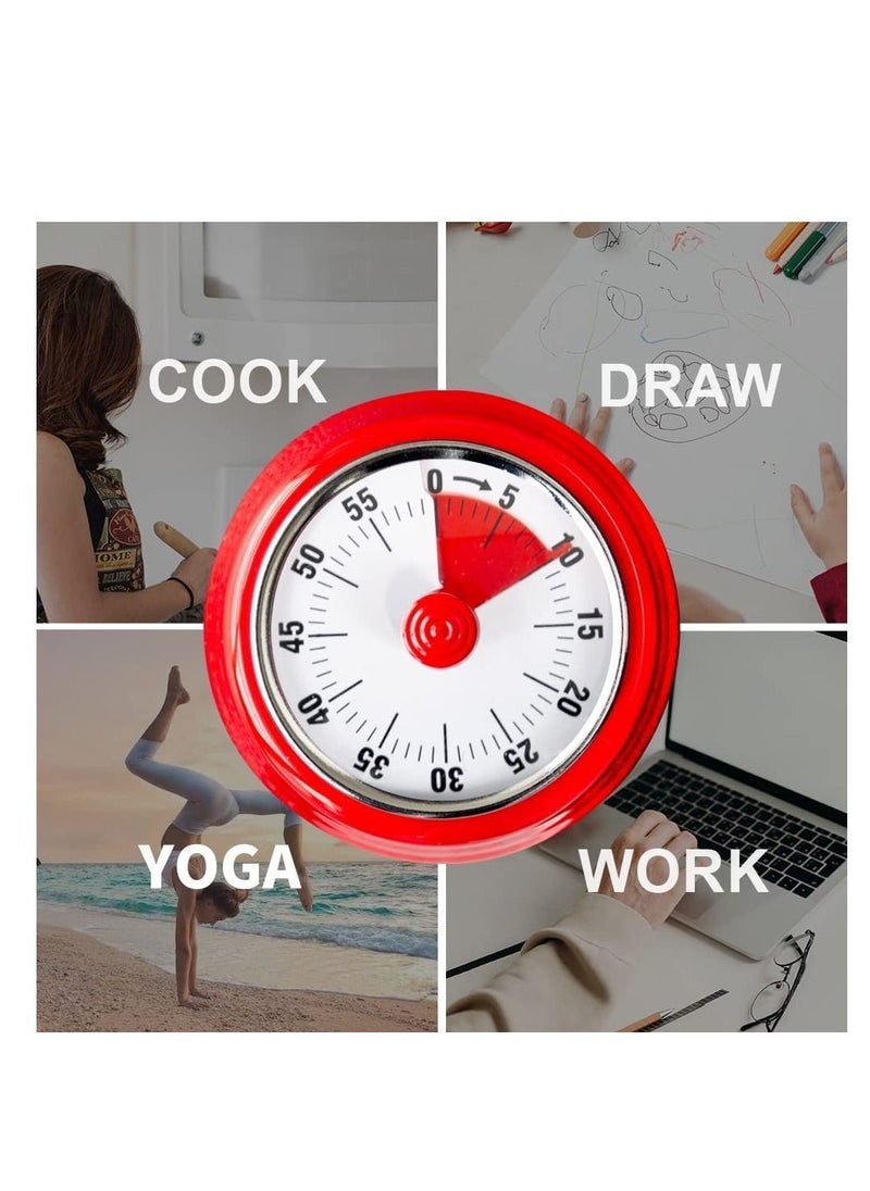 Y&D - Mechanical Kitchen Countdown Timer with Magnetic Back 60-Minute Visual for Kids, Toddlers, Teachers, Time Management Tool Classroom, Study (Red) - Image 1