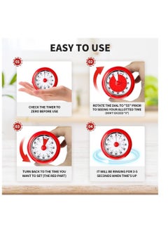 Y&D Mechanical Kitchen Countdown Timer with Magnetic Back 60-Minute Visual for Kids, Toddlers, Teachers, Time Management Tool Classroom, Study (Red)  - Image 4
