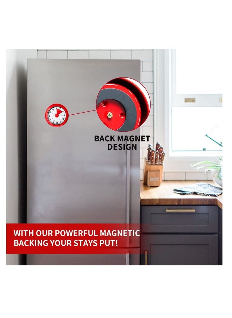 Y&D - Mechanical Kitchen Countdown Timer with Magnetic Back 60-Minute Visual for Kids, Toddlers, Teachers, Time Management Tool Classroom, Study (Red) - Image 1