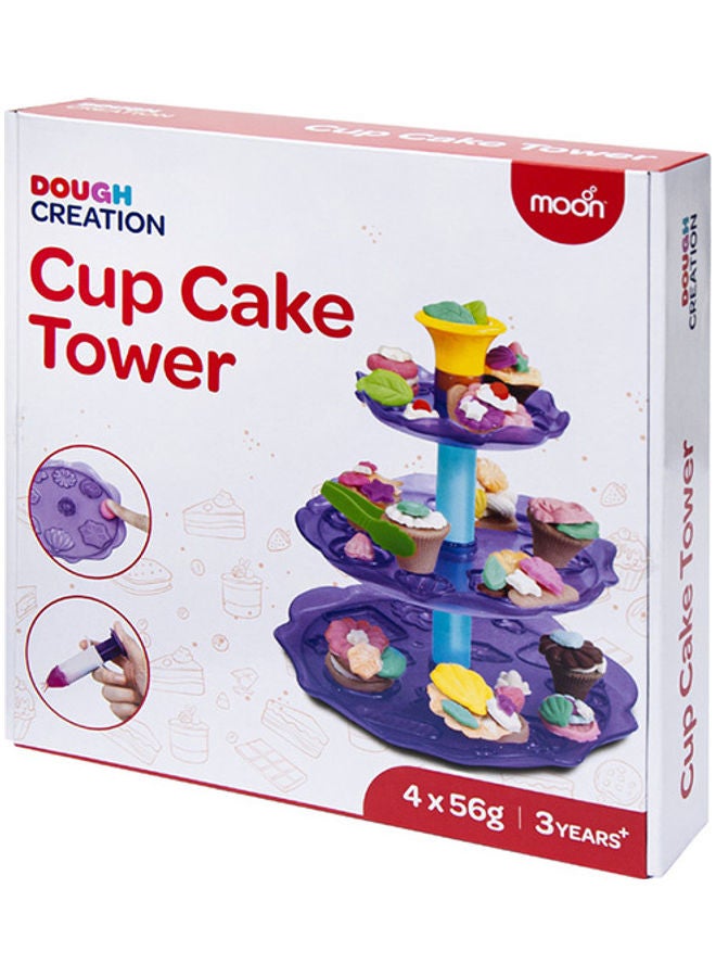 Moon Dough Creation Cup Cake Tower – Educational Playdough for Kids with Cutters Tools – NonToxic Modeling Clay for 3+ Years – DIY Clay Toys and Accessories for Birthday Party – 4 x 56g - Image 1