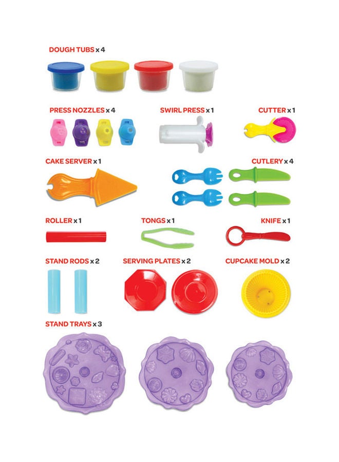 Moon Dough Creation Cup Cake Tower – Educational Playdough for Kids with Cutters Tools – NonToxic Modeling Clay for 3+ Years – DIY Clay Toys and Accessories for Birthday Party – 4 x 56g - Image 2