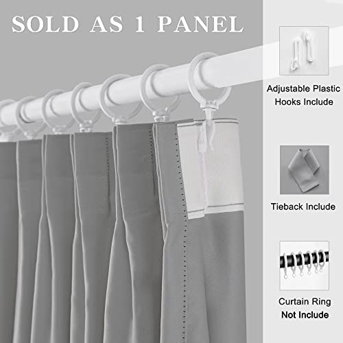 MAIHER Pinch Pleated Curtain 54W x 108L Inches Indoor Ourdoor Window Treatment, Triple Weave Room Darkening Curtain for Bedroom, Living Room, Patio, Easy Hanging via Hooks, Light Grey, 1 Panel - Image 4