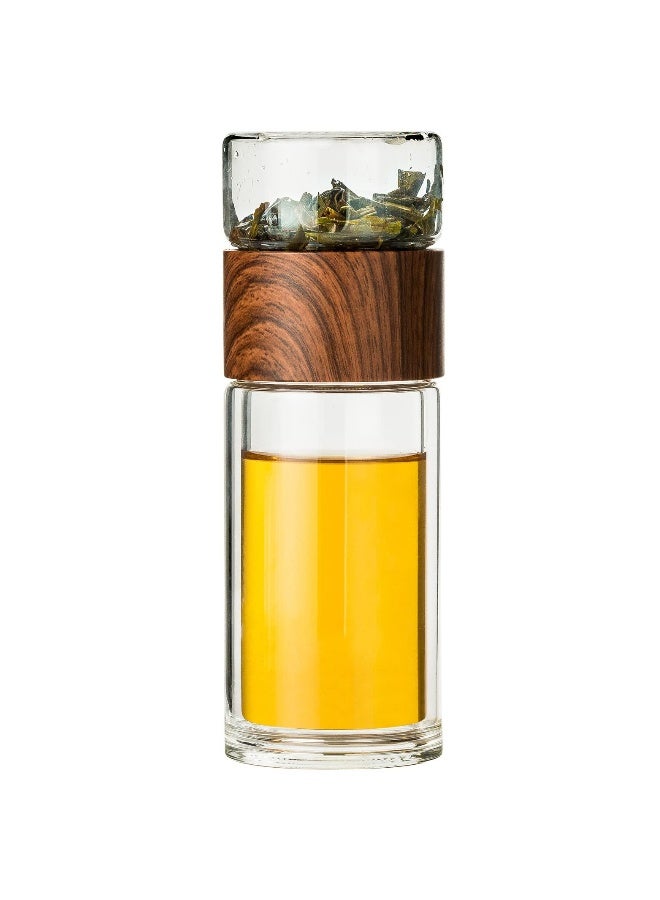SYOSI Double Glazed Tea Mug, 12.5Oz Glass Water Bottle with Tea Infuser Portable Tea Tumbler Travel Tea Mug for Tea, Coffee, Cold Water, Hot Water - Image 1