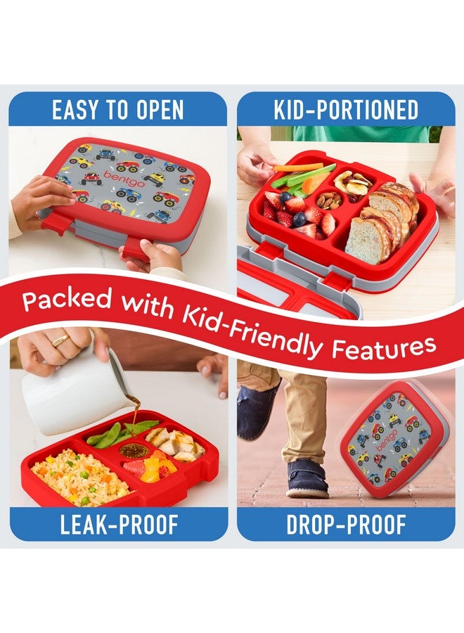 بنتجو صندوق غداء للأطفال من Bentgo Kids Prints، مقاوم للتسرب، بخمسة أقسام، بتصميم بينتو - أحجام مثالية للحصص للأعمار من 3 إلى 7 سنوات، متين، مقاوم للسقوط، آمن للاستخدام في غسالة الأطباق، ومصنوع من مواد خالية من مادة BPA (مناسب للشاحنات) - Image 3