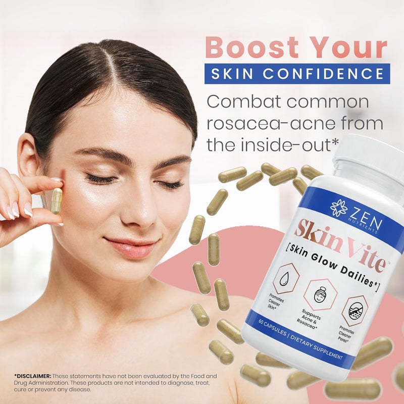 Zen Nutrients SkinVite Natural Skin Supplement for Women Men  Teens  Hormonal Breakouts  Clear Skin Support Supplement  Detoxifying Vitamin for Acne and Digestion Support - Image 4