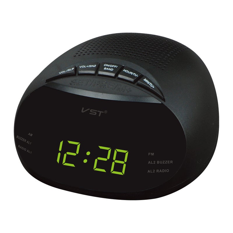 LED clock control radio alarm clock time alarm function and support radio alarm AM FM dual channel Yellowish Green 
