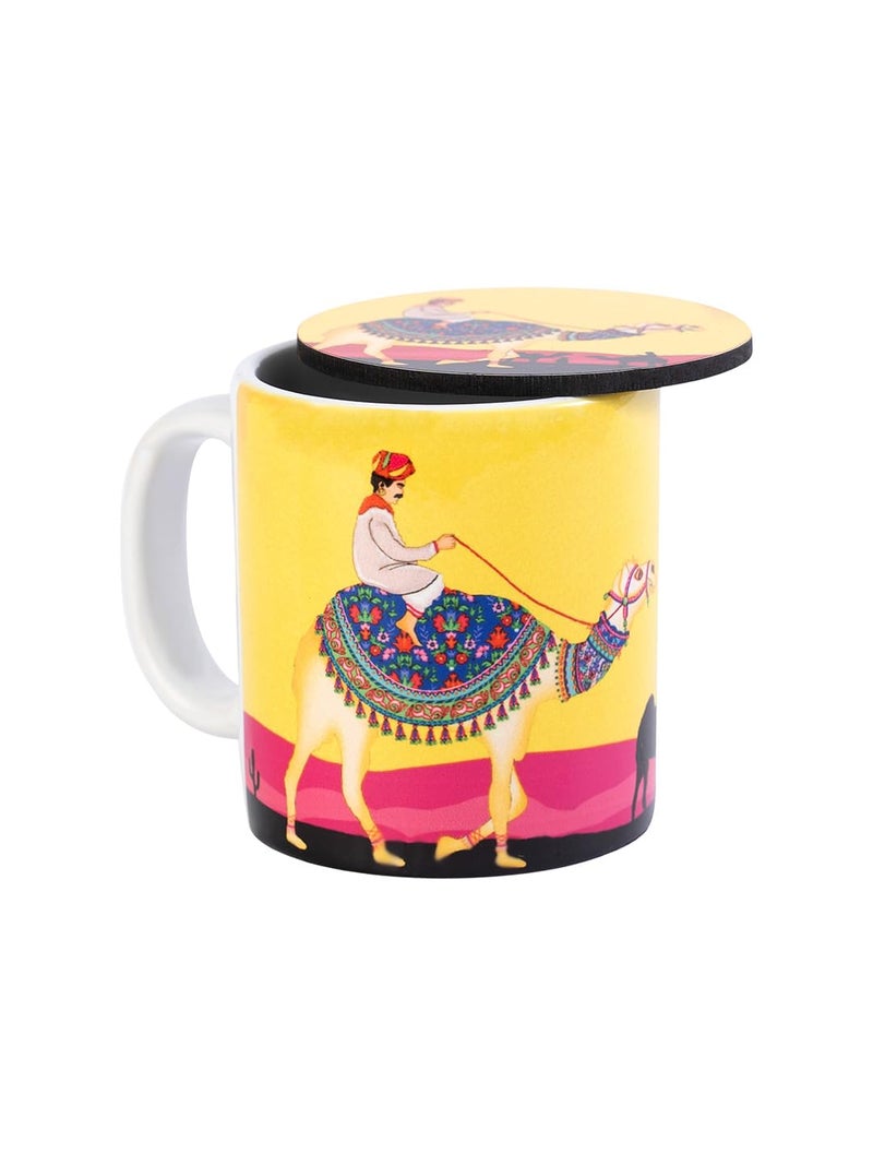 KOLOROBIA Coffee Mug Princely Camel Espresso Mug with CoasterCoffee Cups Cappuccino CupsMicrowave Safe Coffee Mug Tea MugPerfect for Gifting - Image 1
