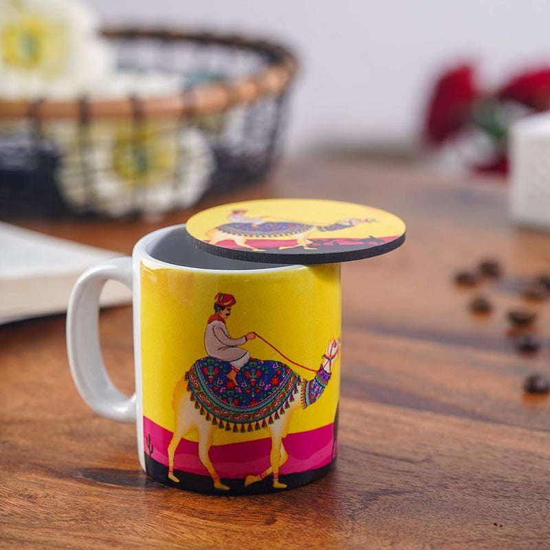 KOLOROBIA Coffee Mug Princely Camel Espresso Mug with CoasterCoffee Cups Cappuccino CupsMicrowave Safe Coffee Mug Tea MugPerfect for Gifting - Image 2