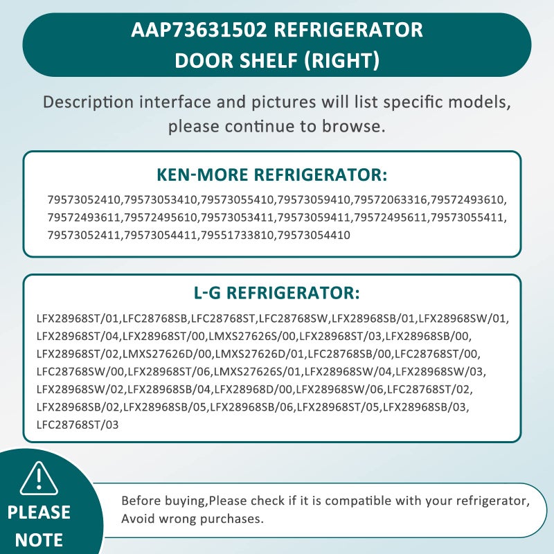 MIFLUS AAP73631502 Refrigerator Door Bin Shelf Replacement RIGHT Compatible for Ken-more LG Elite Refrigerator Shelf Replacement-LFX28968ST Door Bin AP5673810,2652330,AAP72909218-by MIFLUS - Image 4