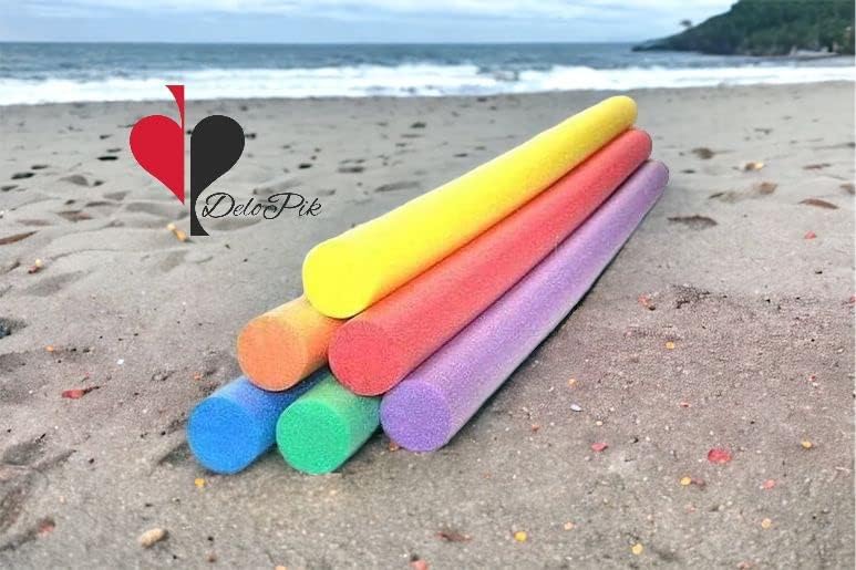 ديلوبيك خيوط شنا شائعة لحمامات السباحة مع وسائد عائمة من الرغوة للأطفال والبالغين، متعددة الألوان وموحدة الشكل - Image 2