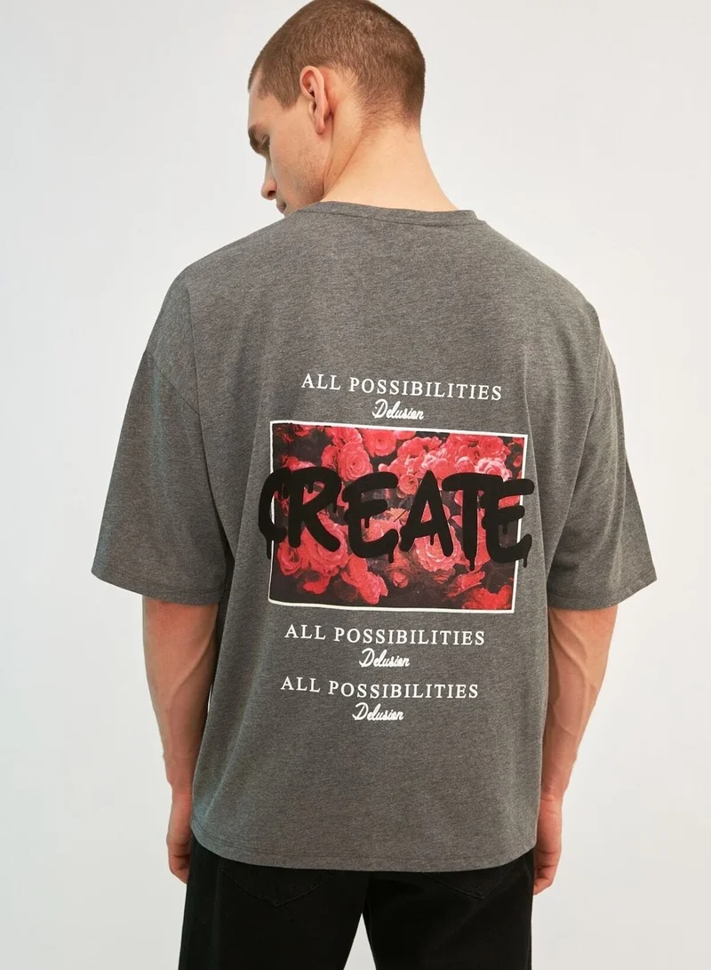 trendyol Printed Oversize Crew Neck T-Shirt
