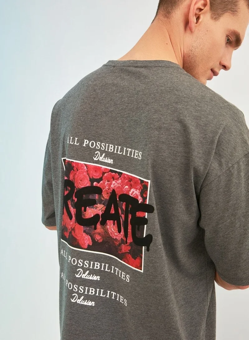 trendyol Printed Oversize Crew Neck T-Shirt