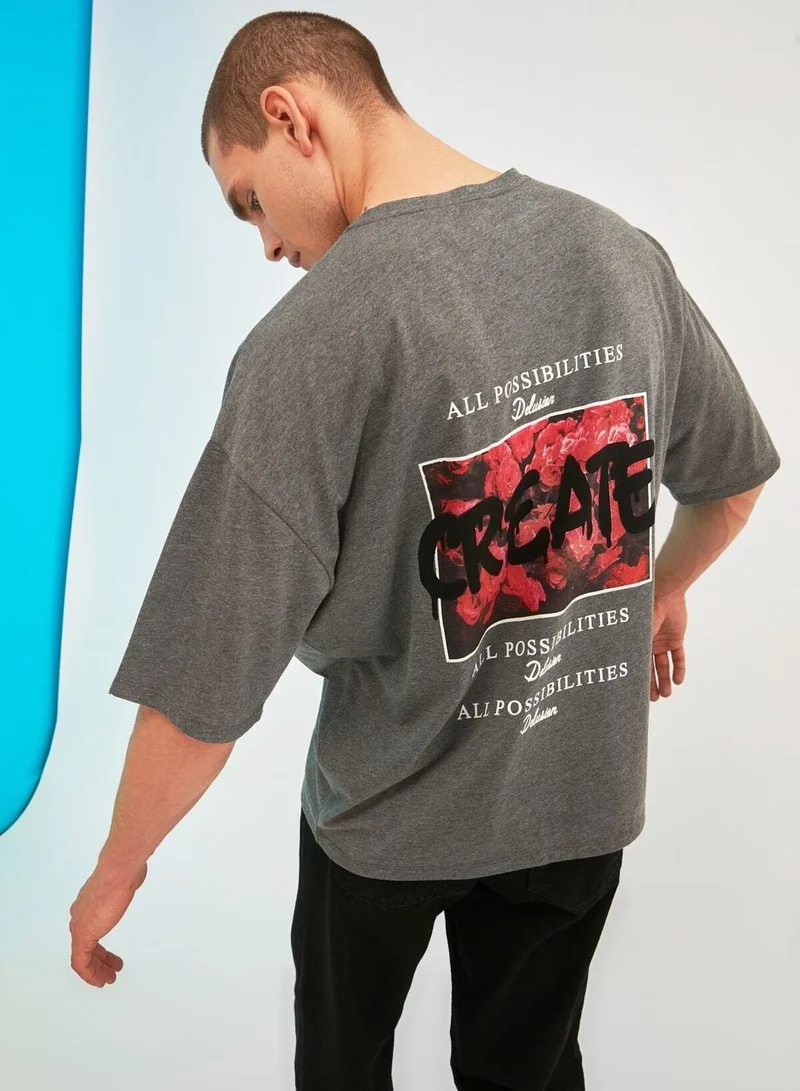 trendyol Printed Oversize Crew Neck T-Shirt