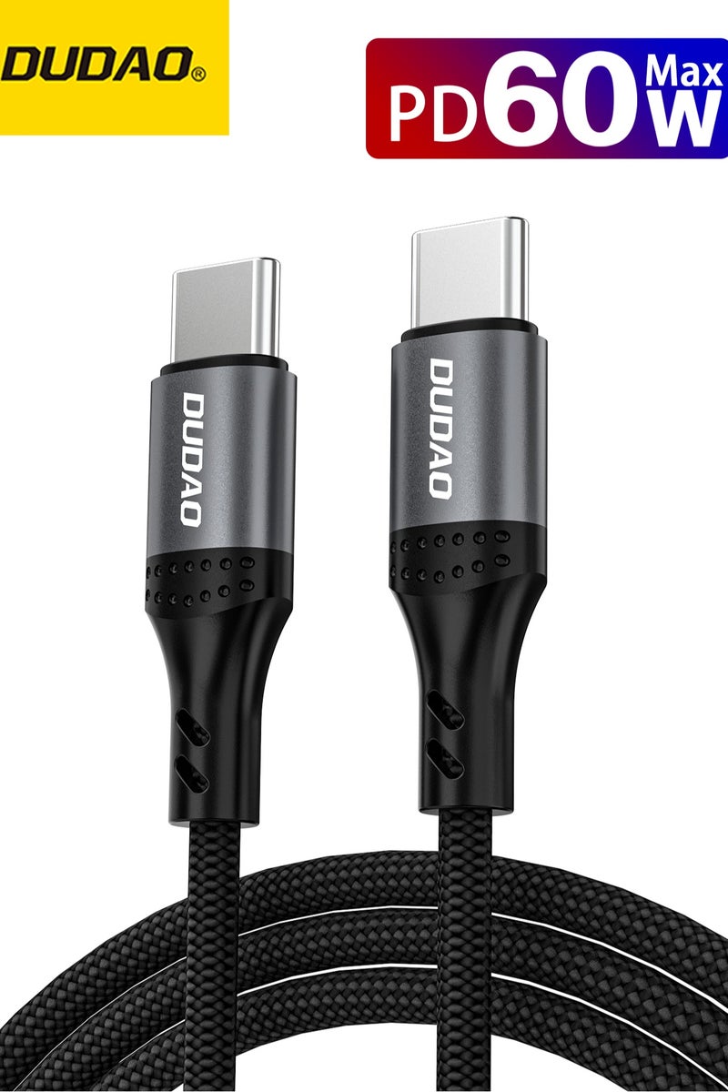 DUDAO 2m PD 60W Fast Charging Cable, Type C Cable Fast Charger, Type C to Type C Nylon Charge Cord - Image 1