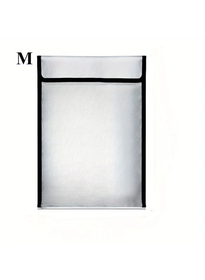 Fireproof Document Bag Flame Retardant Pouch For Valuables A4 A5 Documents Silvery M Size - Image 1
