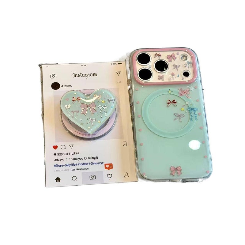 MagSafe Case for iPhone 16 / 16 Plus / 16 Pro / 16 Pro Max with Drop Protection and Strong Magnetic plus Shockproof plus Bow Design plus Anti-Slip Grip in Butterfly - Image 1