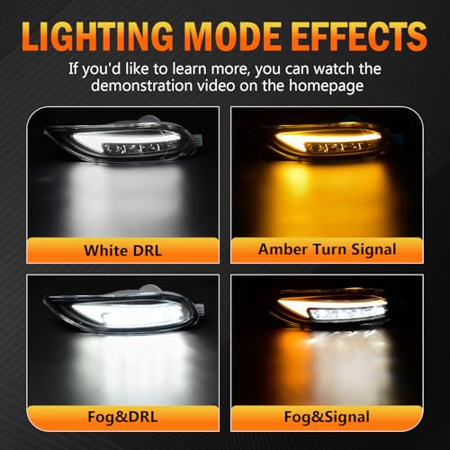 OKSIWA LED Fog Lights with DRL for Toyota Camry 2002-2004,Corolla 2005-2008,Solara 2002-2003,Front Driving Fog Lamps with Dynamic Turn signal,Starting Animated, Only Include DRL Wiring Harness - Image 2