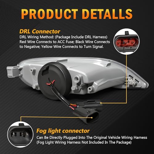 OKSIWA LED Fog Lights with DRL for Toyota Camry 2002-2004,Corolla 2005-2008,Solara 2002-2003,Front Driving Fog Lamps with Dynamic Turn signal,Starting Animated, Only Include DRL Wiring Harness - Image 4