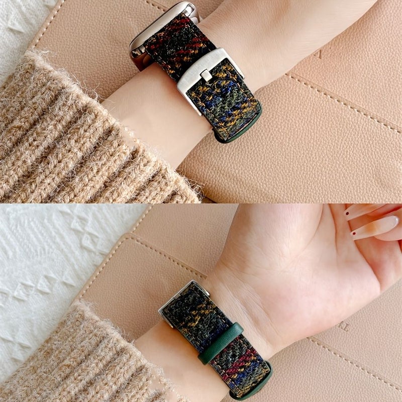 Blue Gray Stripes Premium Synthetic Leather Smartwatch Band For Apple Watch 38 40 41 42 44 45 49mm - Image 1