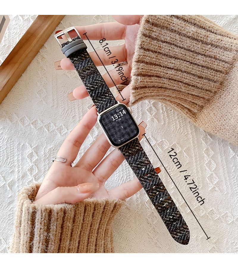 Blue Gray Stripes Premium Synthetic Leather Smartwatch Band For Apple Watch 38 40 41 42 44 45 49mm - Image 2