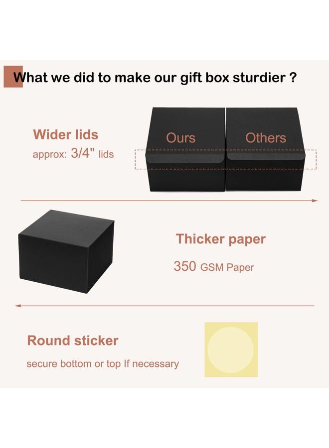 Mcfleet Black Gift Boxes with Lids 6x6x4 Inches 25 Pack Groomsmen Proposal Boxes Cardboard Gift Box for Presents, Craft Boxes for Christmas, Wedding, Graduation, Holiday, Birthday Gift Packaging - Image 3
