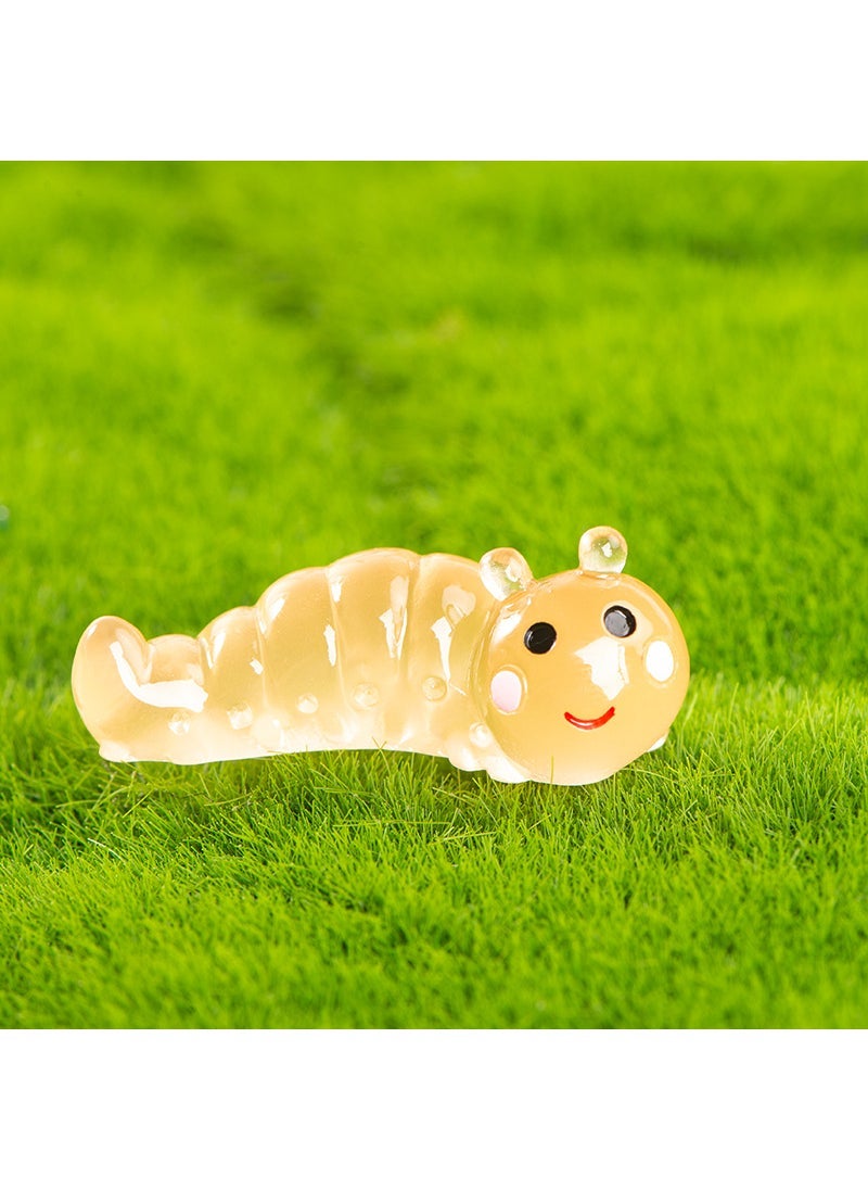 1 x 5 pcs Glowing Caterpillar Moss Miniature Gardening Decor Orange large 