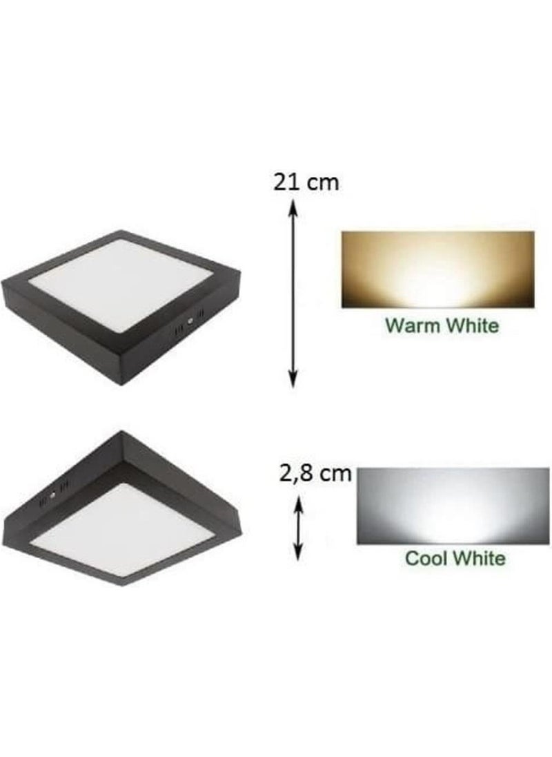 EKS Ticaret Cata Surface Mounted Square LED Luminaire Black Body 18W 3200K Daylight CT-5236-G  - Image 2