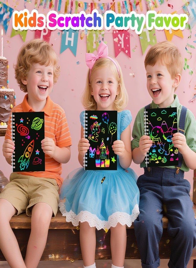 Elover Party Favors for Kids 24 Pack Scratch Art Birthday Goodie Bag Stuffers Rainbow Scratch Notebook Classroom Prizes Bulk Kids Craft School Supplies Return Gifts for Girls Boys 3-5,4-8,8-12 Years Old - Image 4