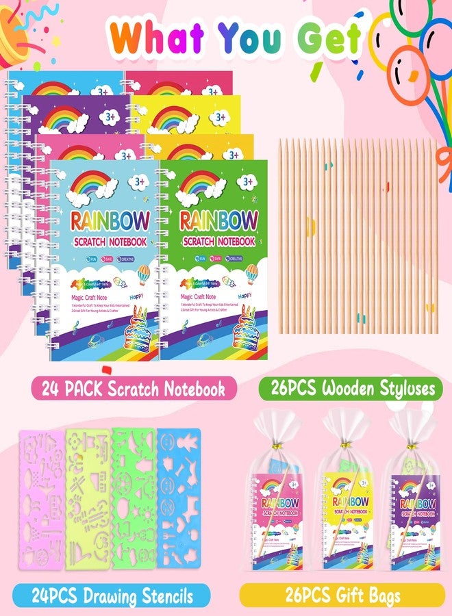 Elover Party Favors for Kids 24 Pack Scratch Art Birthday Goodie Bag Stuffers Rainbow Scratch Notebook Classroom Prizes Bulk Kids Craft School Supplies Return Gifts for Girls Boys 3-5,4-8,8-12 Years Old - Image 2