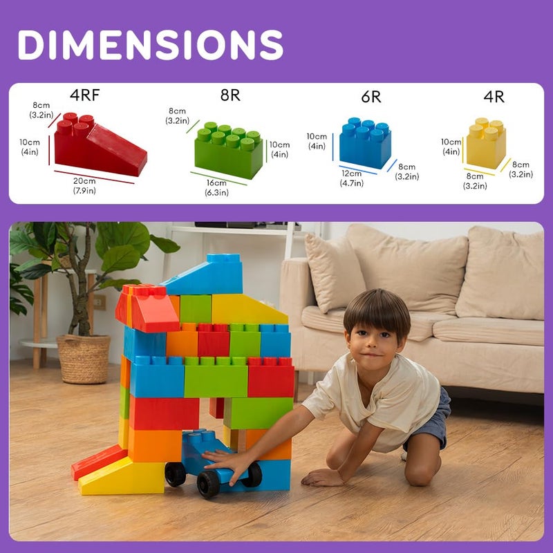 PLATPORTS 48-Piece Jumbo Big Building Blocks â€“ Giant XL Large Plastic Blocks for Kids Ages 2â€“8, Indoor & Outdoor Construction Play Set - Image 4