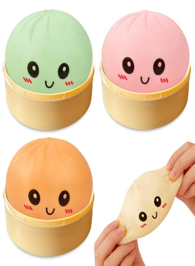 JYXT 4 Pack Dumpling Squishies, Colorful Dumplings Stress Balls Fidget with Mystery Box Easter Basket Stuffers Stocking Stuffers with Food Steamer Stretchy - Image 4