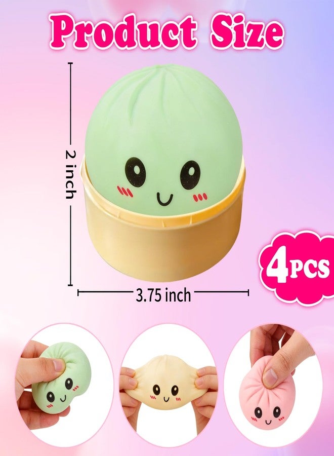 JYXT 4 Pack Dumpling Squishies, Colorful Dumplings Stress Balls Fidget with Mystery Box Easter Basket Stuffers Stocking Stuffers with Food Steamer Stretchy - Image 3
