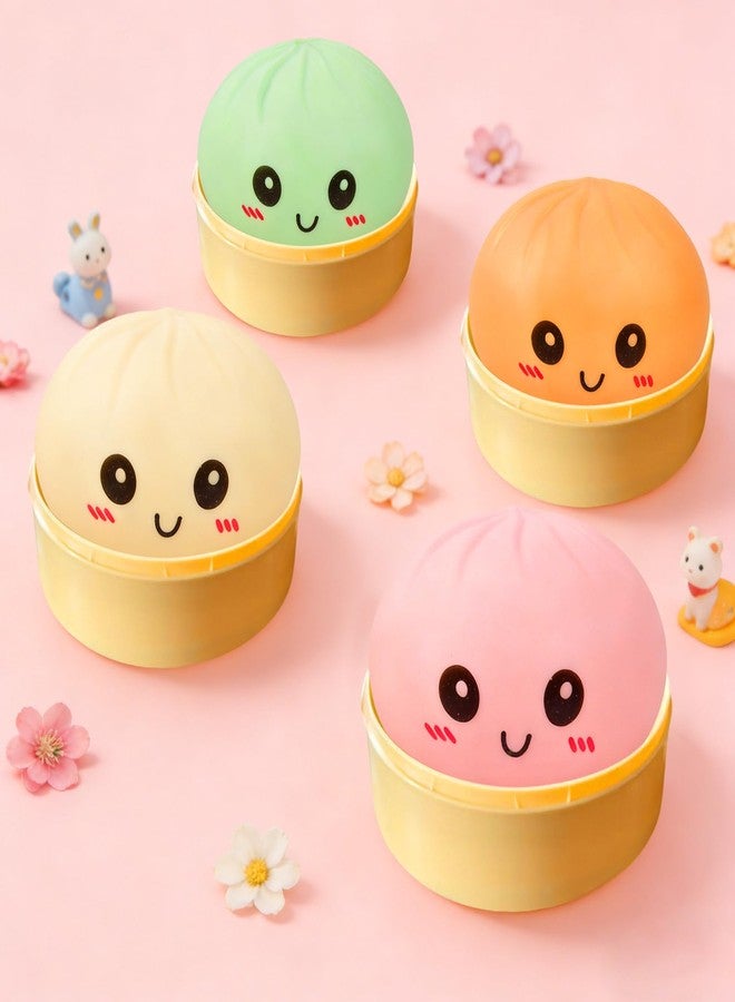 JYXT 4 Pack Dumpling Squishies, Colorful Dumplings Stress Balls Fidget with Mystery Box Easter Basket Stuffers Stocking Stuffers with Food Steamer Stretchy - Image 2