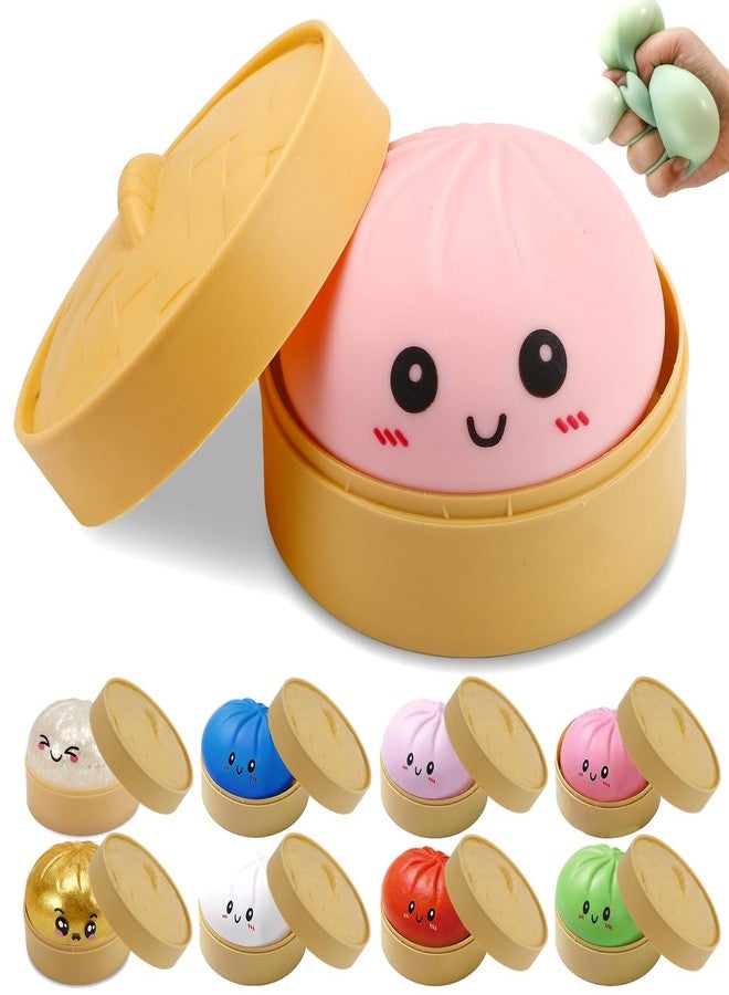 JYXT 4 Pack Dumpling Squishies, Colorful Dumplings Stress Balls Fidget with Mystery Box Easter Basket Stuffers Stocking Stuffers with Food Steamer Stretchy - Image 1