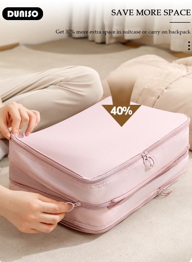 DUNISO Compression Packing Cubes for Travel, Carry on Suitcase Organizer Bag with Dual Compartments, Expandable Bags Organizer for Home Storage, Lightweight Nylon Travel Organizer for Luggage, Suitcases and Essentials - Image 3